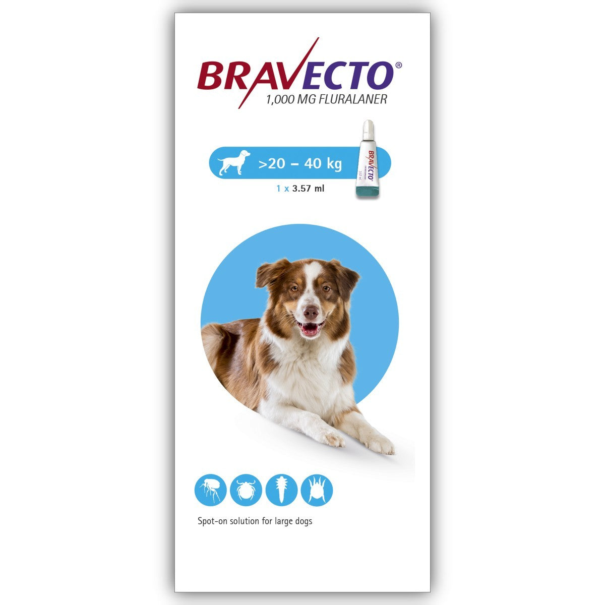 Bravecto 1000mg Spot-On Solution for Large Dogs (Single Pipette)