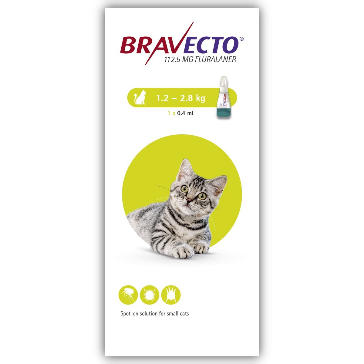 Bravecto 112.5mg Spot-On Solution for Small Cats (Single Pipette)